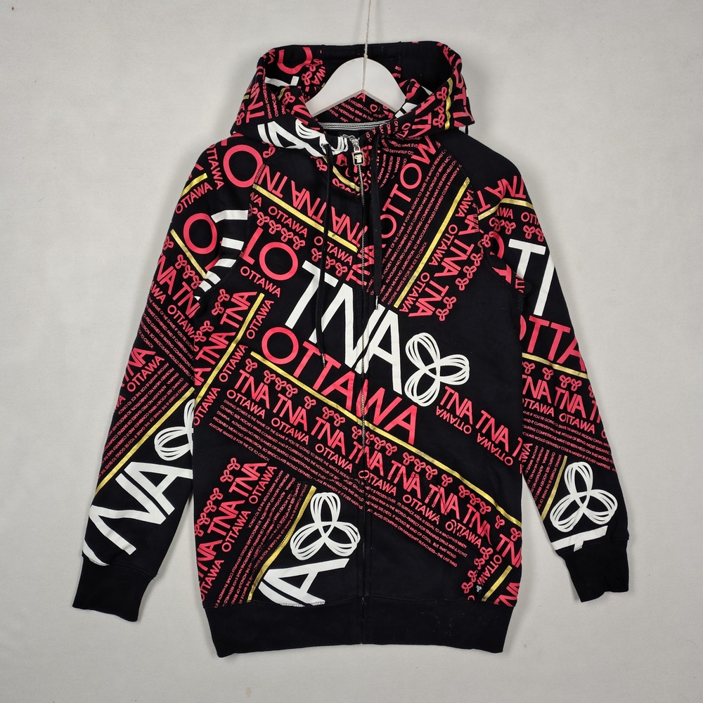 TNA Ottawa Graphic Full Zip Hoodie Black Pink Gold Logo Sweatshirt Medium
